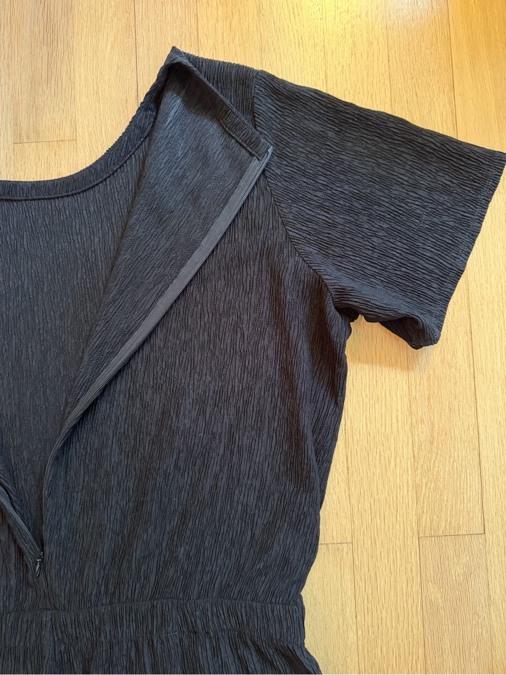 Eileen Fisher - Tencel Woven Plisse Black Wide-Leg Jumpsuit - Picture 8 of 13